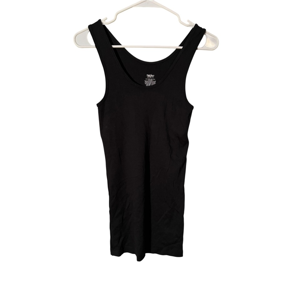 Mossimo Womens Size Medium Scoop Neck Tank Top Black Tunic Length Stretch Cotton